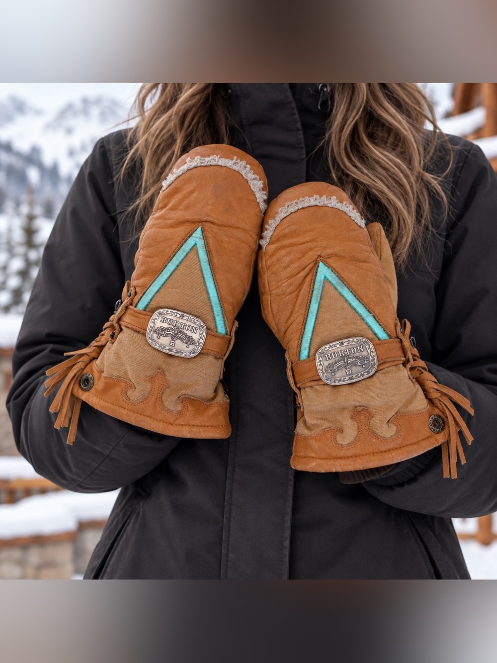 Rare Burton Cowgirl Leather GORE-TEX Mittens Women’s M